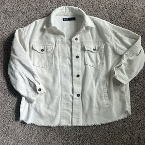 Zara ivory corduroy oversized relaxed fit jacket size M